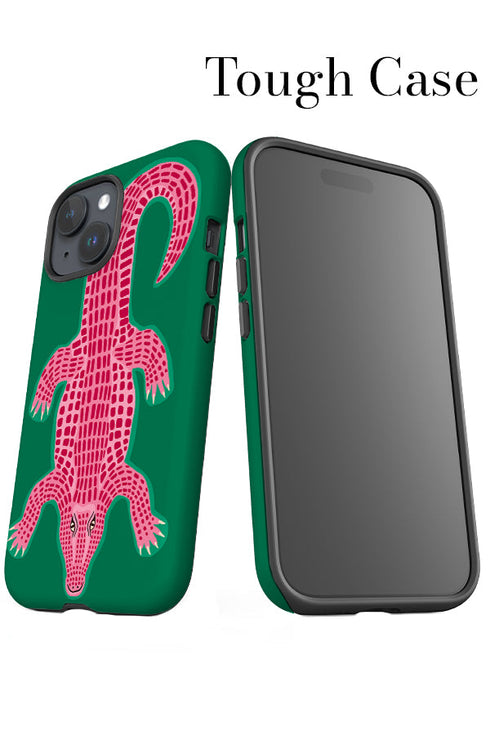 Colourful Crocodile iPhone Phone Case (Green Pink) For Iphone & Samsung