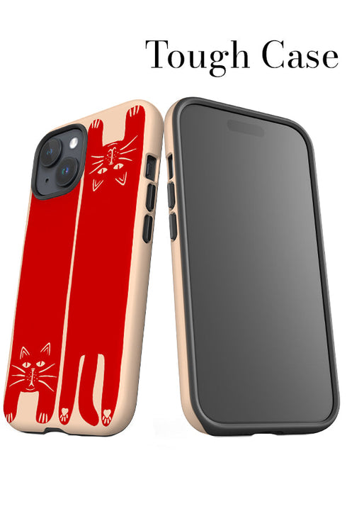 Two Cats iPhone Phone Case (Off White & Red) For Iphone & Samsung