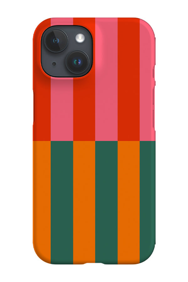 Shifted Stripes Phone Case (Green Orange) For Iphone & Samsung