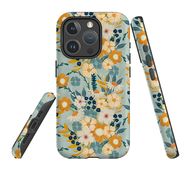 iPhone MagSafe Tough Case - Yellow And Blue Floral By Katherine Quinn